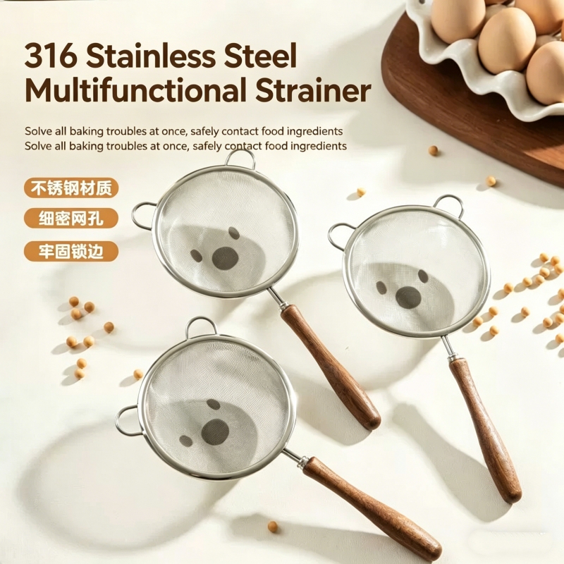 Baby Food Strainer - Fine filter strainer, new 304 wooden
