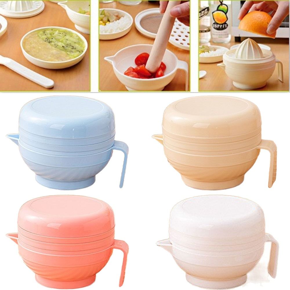 Baby Food Bowl - 7Pcs Portable Food Grinding Bowl Set
