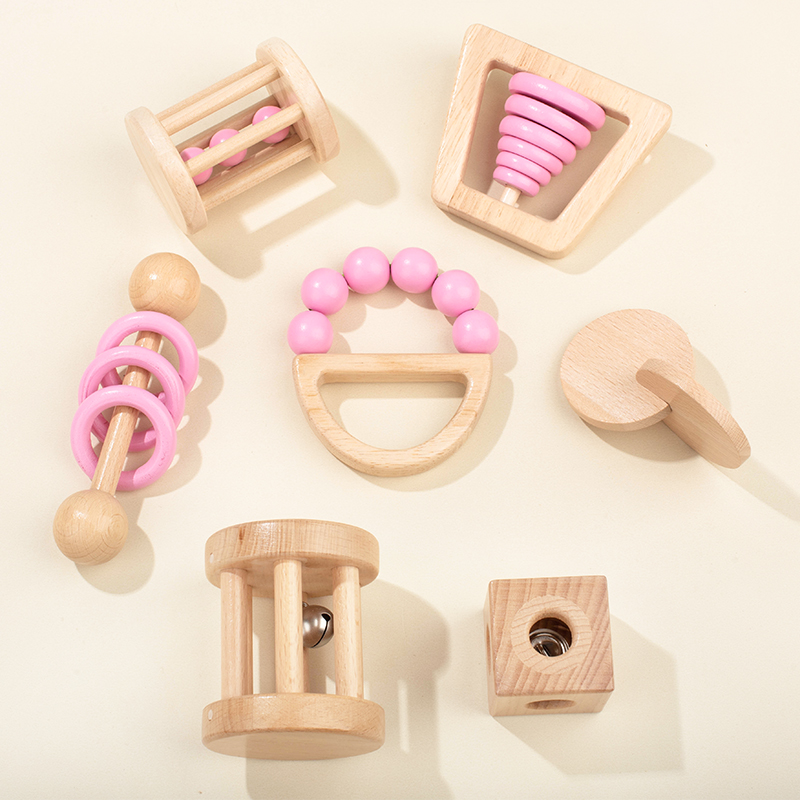 Baby Food Under 1 Year - Montessori Wooden Toys Colorful Baby Rattle