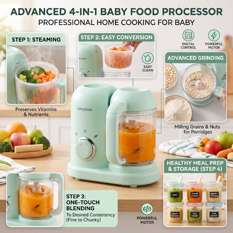 Baby Food Hand Blender - Multi-Function High-precision Baby Food Grinder Small