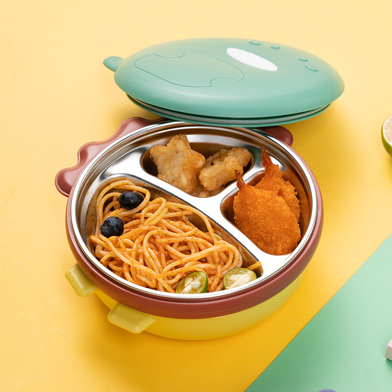 Baby Food Bowl - Children's stainless steel dividing plate suction